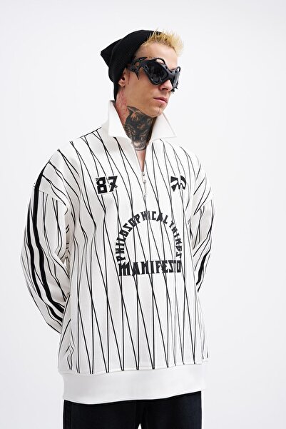 Machinist Чоловіча футболка з принтом і застібкою-блискавкою Ekru