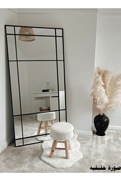 ESMART مرآة كبيرة جدًا بتصميم أنيق 180 × 80 سم - إطار معدني أسود وحامل خلفي