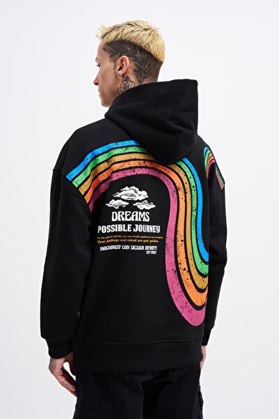 Machinist Чоловіча худі з принтом Rainbow, чорна