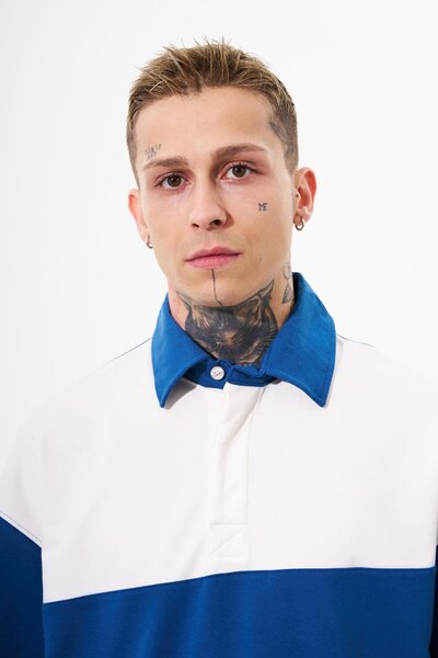 Machinist Чоловіча футболка з коміром-поло Oversize Indigo