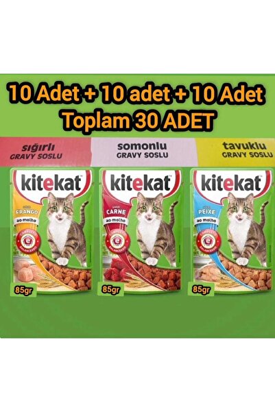 Kitekat 10sığır+10tavuk+10somon ( TOPLAM 30 ADET) 85grlık