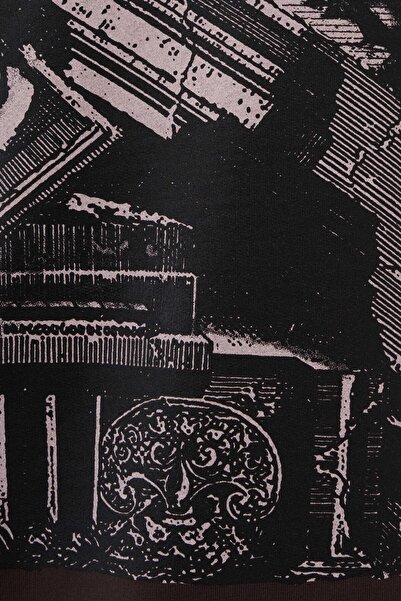 Machinist Мъжка тениска с напукан принт, която може да се пере, в тъмно кафе