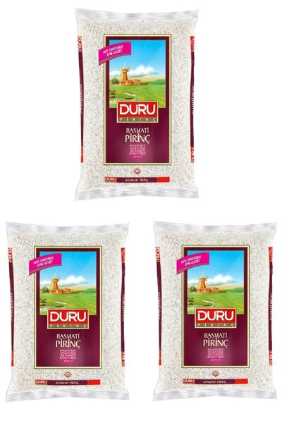 Duru BASMATİ PİRİNÇ BEYAZ AMBALAJ 1 KG 3 ADET