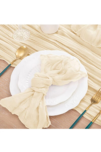Generic 6 Pcs Boho Gauze Cheesecloth Cotton Dinner Napkins 50x50cm (Beige)