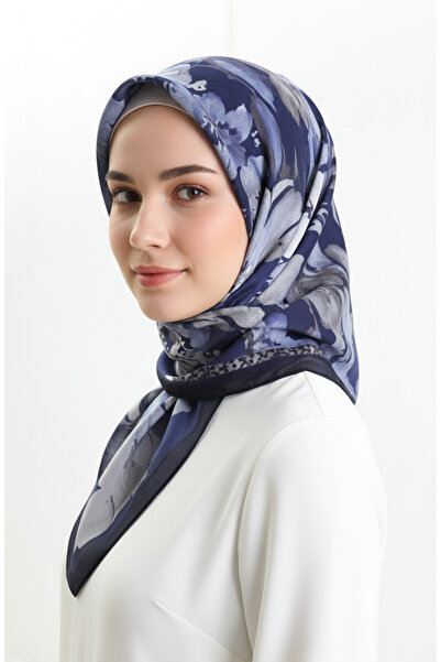 sefamerve Eșarfă cu model chihlimbar 70325-08 Albastru marin