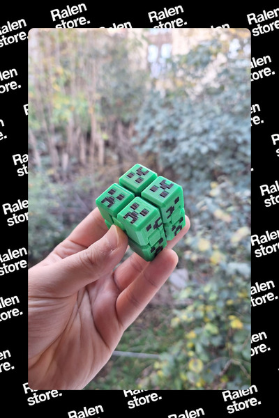 Ralen Minecraft Mini Creeper Sonsuz Küp Stres Oyuncağı Fidget | 8x4cm ( Yükse...