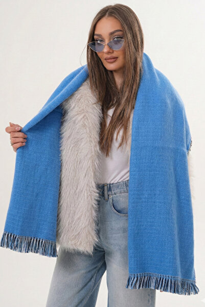 Ritagarcia Eșarfă șal albastru bebeluș cu textura moale pe două fețe