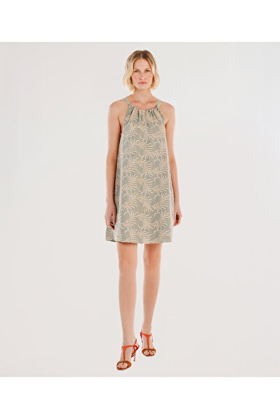 Yargıcı Bağlama Yakalı Kolsuz Mini Elbise