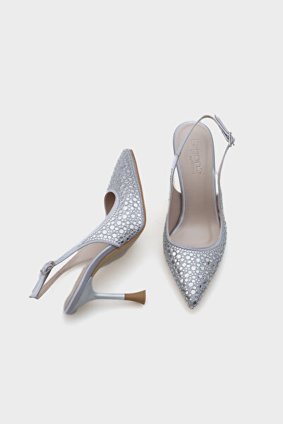 Capone Outfitters Hope Stone Satin High Heel Stiletto with Back Strap