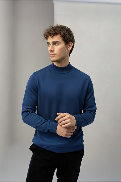 Valiberta Fincher Yarım Balıkçı Fit Капюшонний чоловічий светр - Indigo