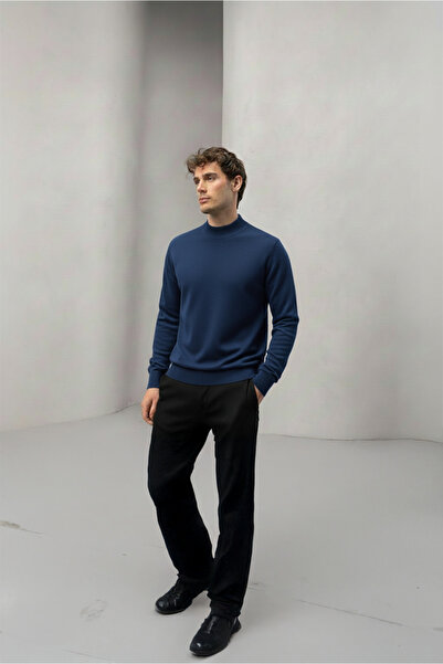 Valiberta Fincher Yarım Balıkçı Fit Капюшонний чоловічий светр - Indigo