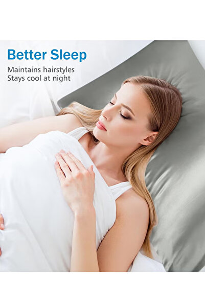 Generic Satin Pillowcase for Hair and Skin - 2 Pack, Standard 51 x 76 cm (Silver Grey)