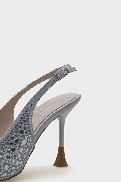 Capone Outfitters Hope Stone Satin High Heel Stiletto with Back Strap