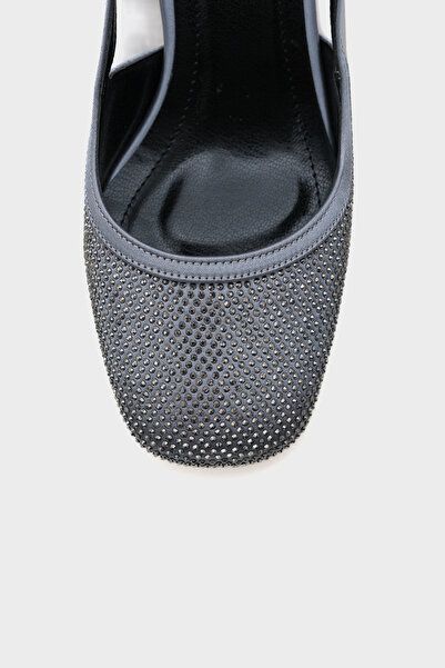 Capone Outfitters Sayre Satin Stone Back Strap Medium Heeled Women's Shoes