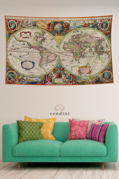Vendini سجادة حائط من العصور الوسطى - خريطة المستكشفين Tapestry
