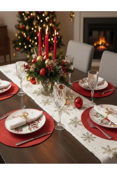 Tessari Christmas Porcelain Plate Set with Gnome Design Ø19 cm - 4 pcs