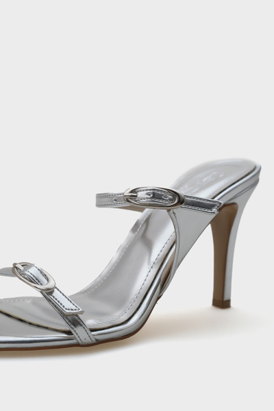 Capone Outfitters Papuci eleganti pentru femei, cu toc Lucky, cu bretele duble metalice