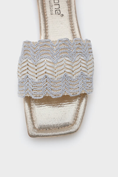 Capone Outfitters Papuci de damă Katya cu toc plat, strălucitori, cu vârf tocit