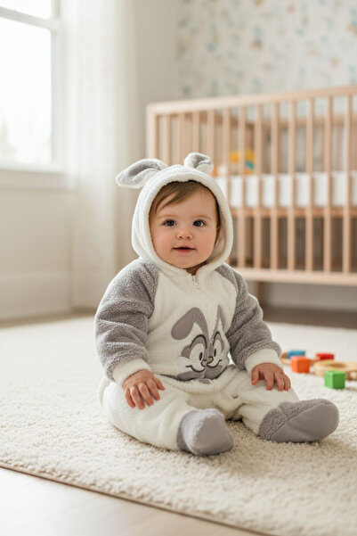 eomix kids Baby Romper with Rabbit Figure. Welsoft Pouf Fabric with Rabbit Embroidery