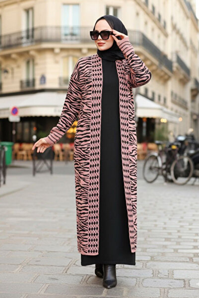 Neva Style Трикотажний кардиган з зебраним візерунком і сухими трояндами 3145GK