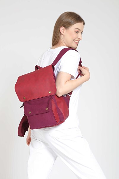 street&bagdnz حقيبة ظهر جيرونيمو بغطاء جلدي للاستخدام اليومي للتخييم والسفر ح...