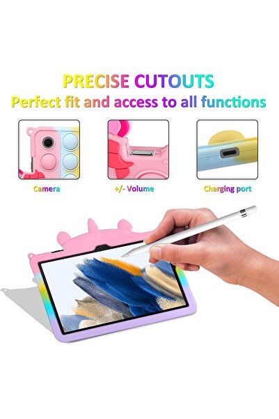 Coolden Samsung Galaxy Tab A8 10.5 (SM-X200/X205/X207) 2021 Silicone Push Pop Case, Washable, Stand, Multico