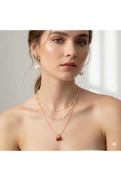 RM Bijuteri حلق لؤلؤي بتفاصيل ذهبية