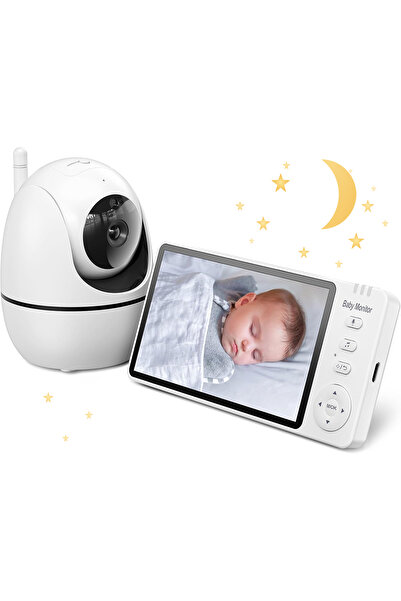 OEM Baby Monitor 5" IPS Screen HD 1080P, Two-Way Audio VOX, Night Vision, 20h Battery, 355°
