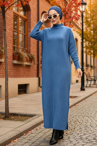 Neva Style Комір з коміром Indigo Blue Тесеттур Трикотажне плаття 34150IM