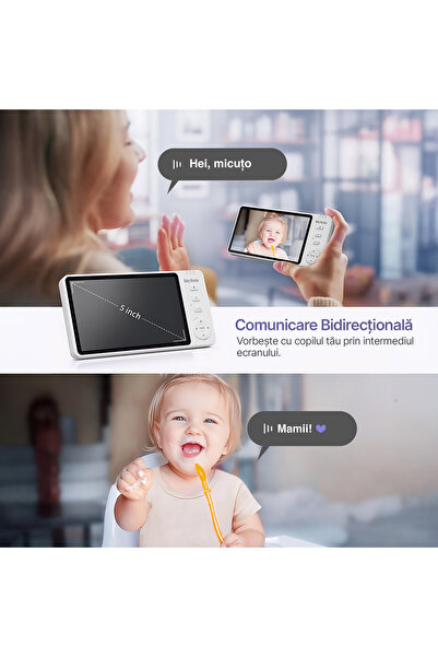 OEM Baby Monitor 5" IPS Screen HD 1080P, Two-Way Audio VOX, Night Vision, 20h Battery, 355°