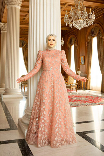 Neva Style Lace Copper Hijab Evening Dress 2238Bkr