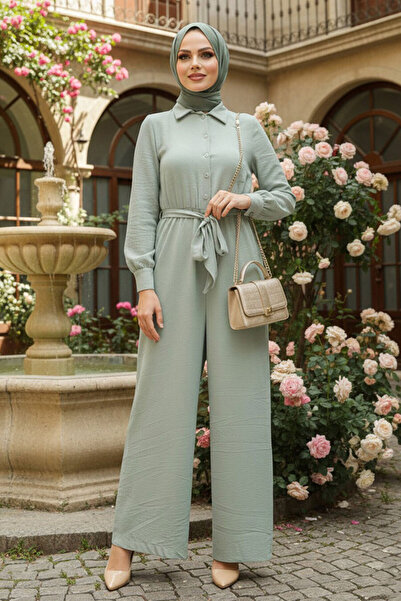 Neva Style Μπλούζα με κουμπιά Mint Hijab Jumpsuit 5703MINT