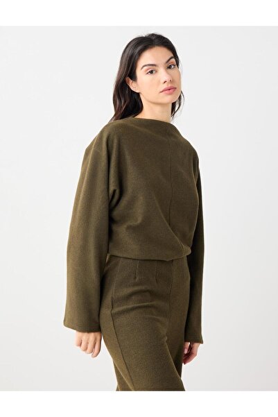 Jimmy Key Φούτερ με μαλακή υφή με μανίκια νυχτερίδας σε χακί μελανζέ