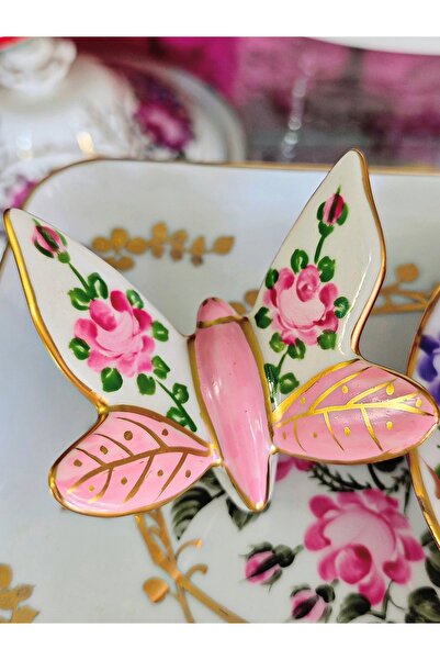 manushum Kelebek Porselen Aksesuar-Pembe 1 Adet
