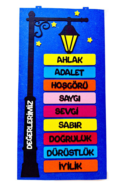 keçeli dünyam Değerler Panosu, Tek Parça (Keçe Eğitim Materyali)