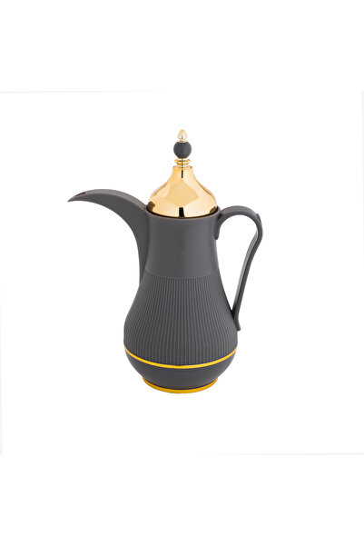 Alaska Alaska Dallah Thermos Set, 2 Pieces, Grey with Gold, 1 Liter Capacity