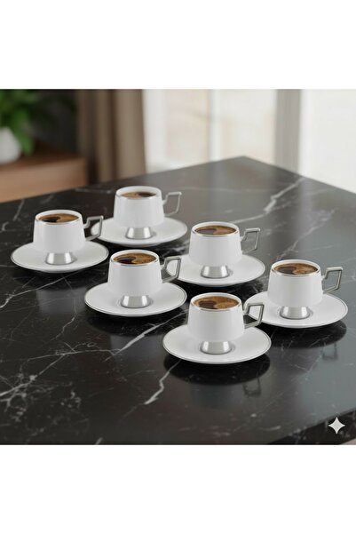 Jumbo Ellmore Platin 6'lı Kahve Fincan Takımı
