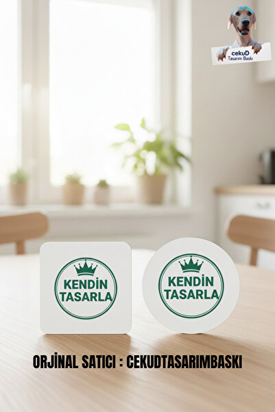 cekud tasarım baskı Kişiye Özel Bardak Altlığı – 9x9 Ölçülerinde - Kare ve Yu...