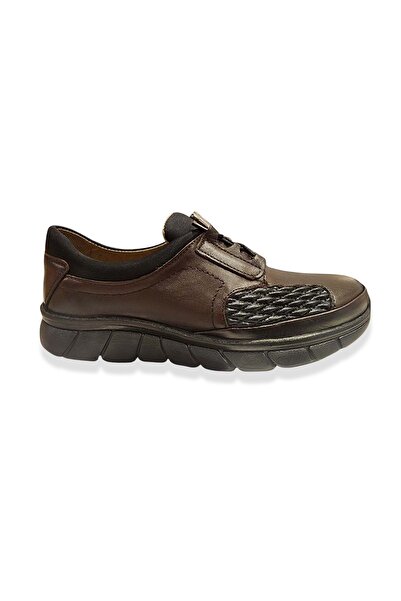 ayaktrendi Women's Leather Comfort Shoes 4204 - Brown - 40