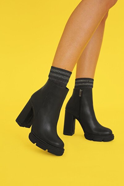 Stil Durağı Pi̇lar Model 10 cm Heel Sports New Season Boots Black