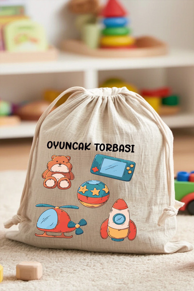 APRENDİ Oyuncak Torbası Karışık  Erkek Oyuncak Baskılı 35x40 (2 Adet)