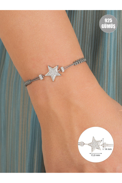 KURSHUNI Yıldız, 925 Ayar Gümüş Bileklik (İPLİ)., "her Gece Parlayan!"