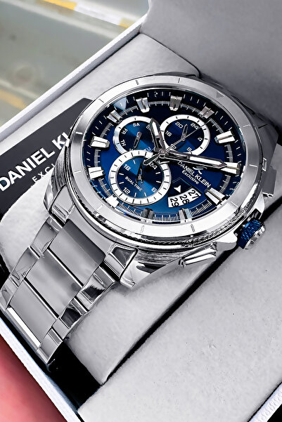 Daniel Klein ساعة يد رجالية حصرية مناسبة لـ 3 ATM Water Access سوار هدية من الفولاذ باللون الفضي