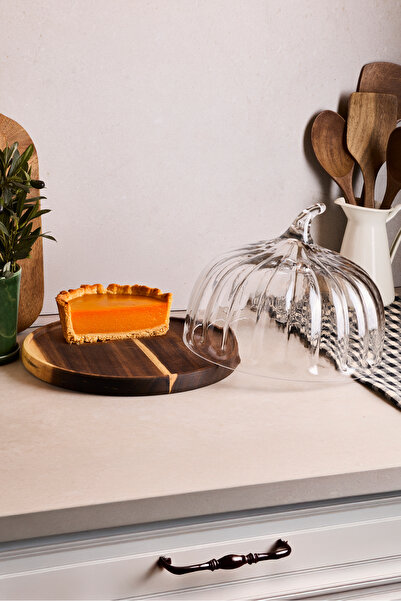 Perotti Leone Pumpkin Acacia Base Glass Cake Pan 28 cm Giant Size