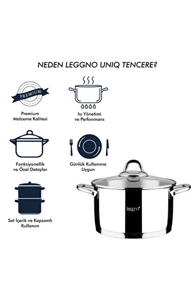 Leggno Unique 8-Piece Steel Cookware Set with Strainers