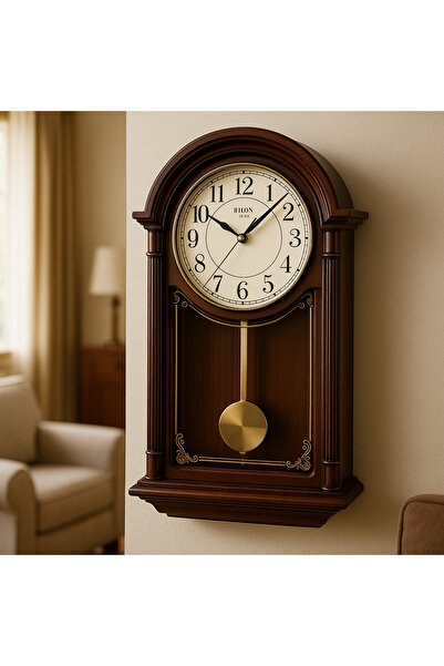 Rikon Ceas de perete cu pendul RK-50, clasic, maro, 48x30 cm, mecanism cu cuarț