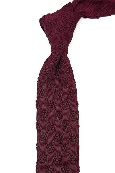 La Pescara Claret Red Self Pattern Knitted Tie Knitted 8344