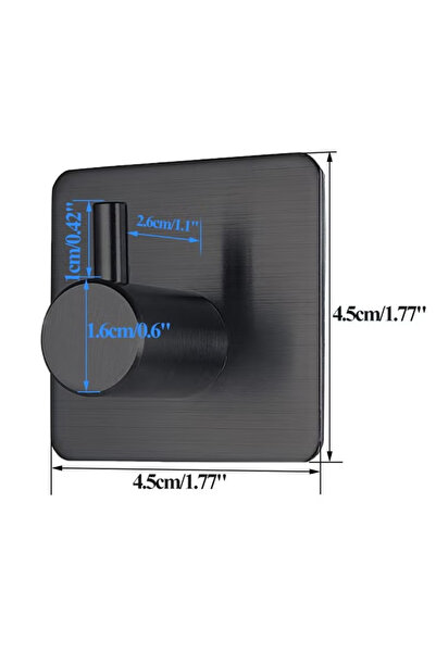 Generic 4-Pack Adhesive Heavy Duty Towel Hooks - Black