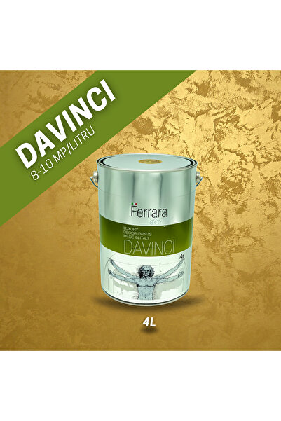 Ferrara Design Vopsea decorativa perlata Davinci, Ferrara Design, culoare aurie, pe baza de apa, 4lt