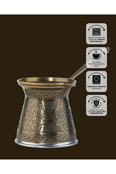 ArnaBella Cezpot Classic 4-Person Cast Iron Coffee Pot Compatible with Induction Cookers Silver 170 ml